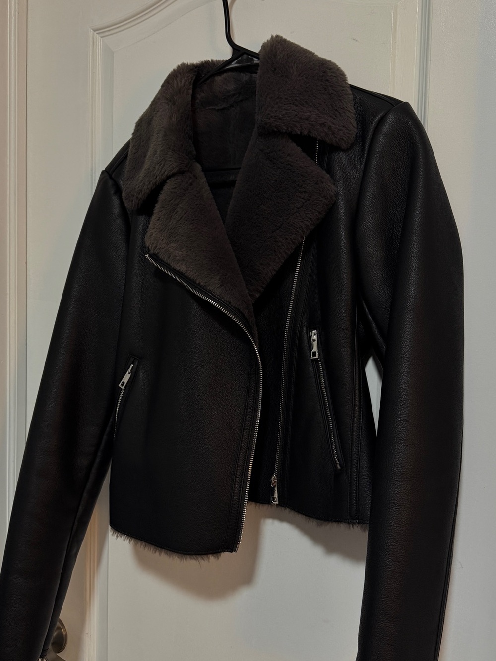 Double-faced faux-leather jacket